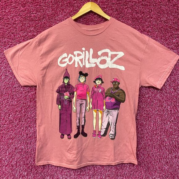 Gorillaz Cracker Island Standing Group Pink T-Shirt Large - Picture 1 of 4